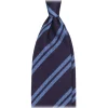 Viola Milano - Fina Stripe 3-Fold Grenadine Tie - Navy/Blue - Handmade in Italy - Luxury Exclusive Collection - Avvenice
