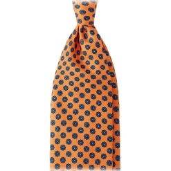 Viola Milano - Floral Pattern Selftipped Silk Tie - Orange - Handmade in Italy - Luxury Exclusive Collection - Avvenice^ Ties & Bow Ties
