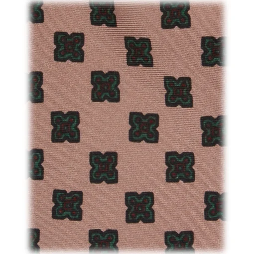 Viola Milano - Floral Pattern Selftipped Silk Tie - Sand - Handmade in Italy - Luxury Exclusive Collection - Avvenice