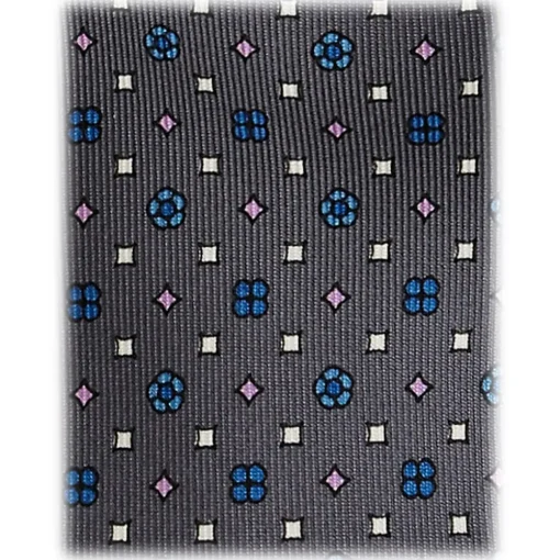 Viola Milano - Floral Pattern Handprinted Selftipped Silk Tie - Grey Mix - Handmade in Italy - Luxury Exclusive Collection - Avvenice^ Ties & Bow Ties