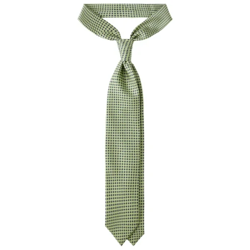 Viola Milano - Floral Pattern Handprinted Selftipped Silk Tie - Apple - Made in Italy - Luxury Exclusive Collection - Avvenice