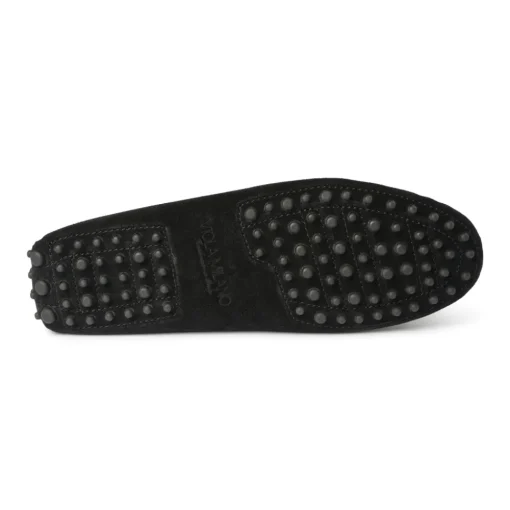 Viola Milano - Gommino Suede Loafer - Black - Handmade in Italy - Luxury Exclusive Collection - Avvenice