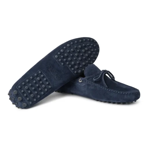 Viola Milano - Gommino Suede Loafer - Navy - Handmade in Italy - Luxury Exclusive Collection - Avvenice^ Shoes