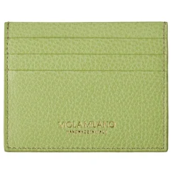 Viola Milano - Grain Leather Credit Card Holder - Lime - Handmade in Italy - Luxury Exclusive Collection - Avvenice
