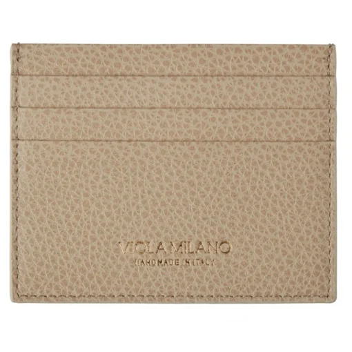 Viola Milano - Grain Leather Credit Card Holder - Sand - Handmade in Italy - Luxury Exclusive Collection - Avvenice