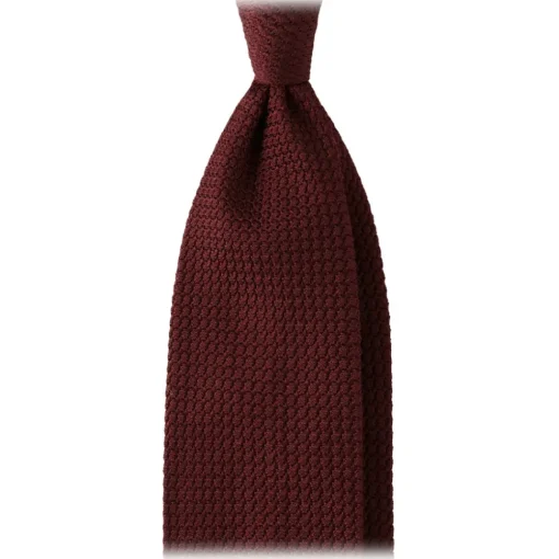 Viola Milano - Grenadine Garza Grossa Unlined Tie - Burgundy - Handmade in Italy - Luxury Exclusive Collection - Avvenice