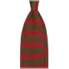 Viola Milano - Knitted Classic Stripe Silk Tie - Olive/Red - Handmade in Italy - Luxury Exclusive Collection - Avvenice