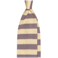 Viola Milano - Knitted Classic Stripe Silk Tie - Sun/Grey - Handmade in Italy - Luxury Exclusive Collection - Avvenice^ Ties & Bow Ties