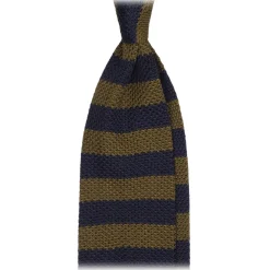 Viola Milano - Knitted Classic Stripe Silk Tie - Olive/Sand - Handmade in Italy - Luxury Exclusive Collection - Avvenice^ Ties & Bow Ties