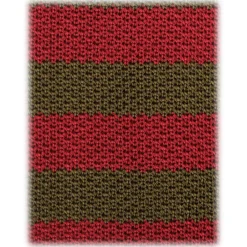 Viola Milano - Knitted Classic Stripe Silk Tie - Olive/Red - Handmade in Italy - Luxury Exclusive Collection - Avvenice