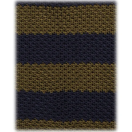 Viola Milano - Knitted Classic Stripe Silk Tie - Olive/Sand - Handmade in Italy - Luxury Exclusive Collection - Avvenice^ Ties & Bow Ties