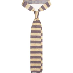 Viola Milano - Knitted Classic Stripe Silk Tie - Sun/Grey - Handmade in Italy - Luxury Exclusive Collection - Avvenice^ Ties & Bow Ties