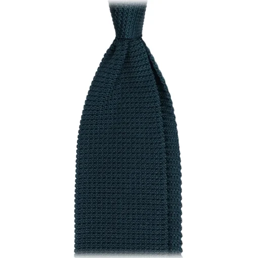 Viola Milano - Knitted Limited Label V-End Silk Tie - Cobalt Green - Handmade in Italy - Luxury Exclusive Collection - Avvenice^ Ties & Bow Ties