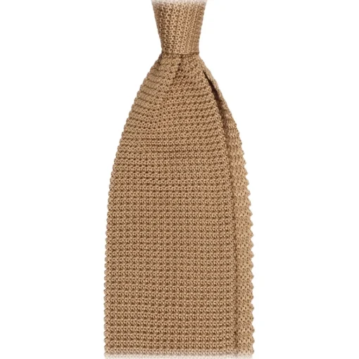 Viola Milano - Knitted Limited Label V-End Silk Tie - Mustard - Handmade in Italy - Luxury Exclusive Collection - Avvenice^ Ties & Bow Ties