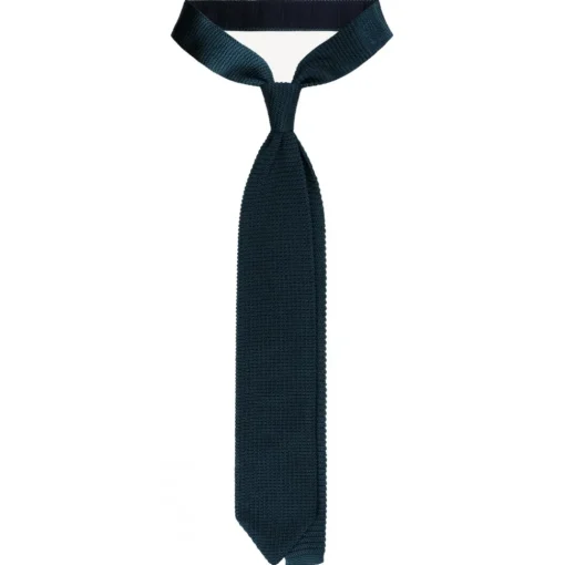 Viola Milano - Knitted Limited Label V-End Silk Tie - Cobalt Green - Handmade in Italy - Luxury Exclusive Collection - Avvenice^ Ties & Bow Ties