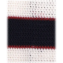 Viola Milano - Knitted Multi Stripe Silk Tie - Navy/White Mix - Handmade in Italy - Luxury Exclusive Collection - Avvenice
