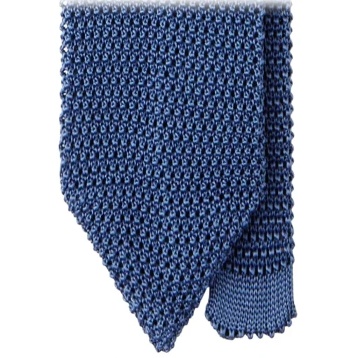 Viola Milano - Knitted Solid V-End Silk Tie - Sea - Handmade in Italy - Luxury Exclusive Collection - Avvenice^ Ties & Bow Ties