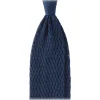 Viola Milano - Knitted Zig Zag Pattern Silk Tie - Blue - Handmade in Italy - Luxury Exclusive Collection - Avvenice