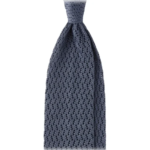Viola Milano - Knitted Zig Zag Pattern Silk Tie - Sea - Handmade in Italy - Luxury Exclusive Collection - Avvenice^ Ties & Bow Ties