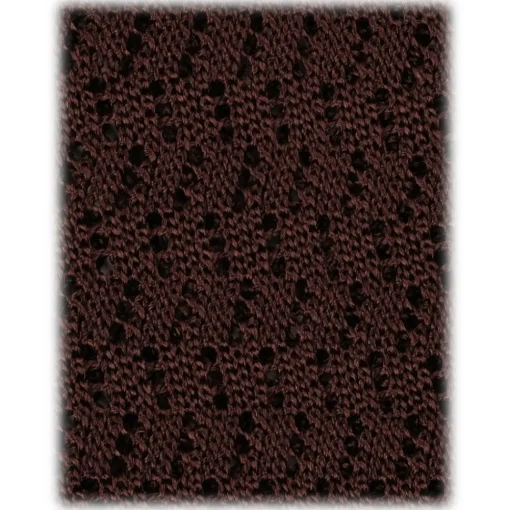 Viola Milano - Knitted Zig Zag Pattern Silk Tie - Brown - Handmade in Italy - Luxury Exclusive Collection - Avvenice