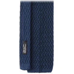 Viola Milano - Knitted Zig Zag Pattern Silk Tie - Blue - Handmade in Italy - Luxury Exclusive Collection - Avvenice