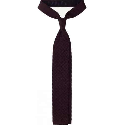 Viola Milano - Knitted Zig Zag Pattern Silk Tie - Brown - Handmade in Italy - Luxury Exclusive Collection - Avvenice
