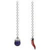Viola Milano - Lapel Chain Sterling Silver - Lapislazzuli Ball with Coral Horn - Handmade in Italy - Luxury Exclusive Collection - Avvenice