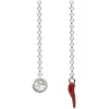 Viola Milano - Lapel Chain in 100% Sterling Silver - Button/Red Chilli - Handmade in Italy - Luxury Exclusive Collection - Avvenice^ Necklaces