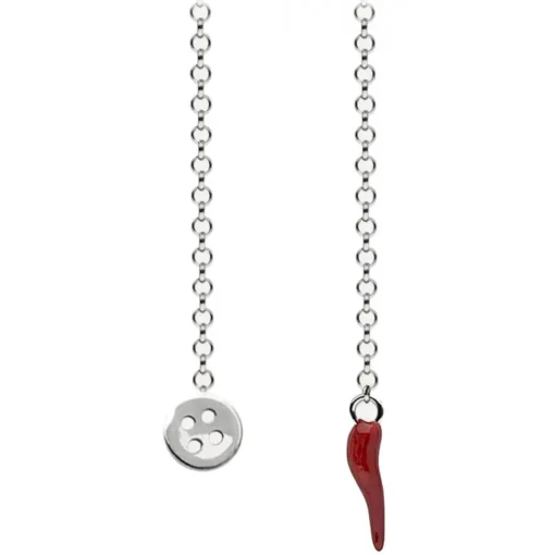 Viola Milano - Lapel Chain in 100% Sterling Silver - Button/Red Chilli - Handmade in Italy - Luxury Exclusive Collection - Avvenice^ Necklaces