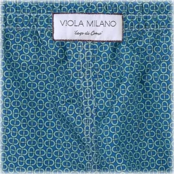 Viola Milano - Maillon Printed Swimtrunks - Navy and Turquoise - Handmade in Italy - Luxury Exclusive Collection - Avvenice^ Swimwear