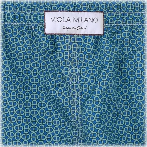 Viola Milano - Maillon Printed Swimtrunks - Navy and Turquoise - Handmade in Italy - Luxury Exclusive Collection - Avvenice^ Swimwear