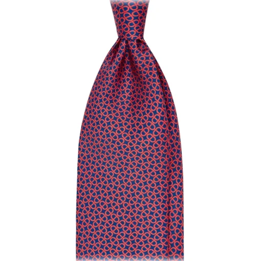 Viola Milano - Maillon Selftipped Italian Silk Tie - Navy/Wine - Handmade in Italy - Luxury Exclusive Collection - Avvenice