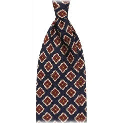 Viola Milano - Medallion Floral Selftipped Silk Tie - Navy - Handmade in Italy - Luxury Exclusive Collection - Avvenice^ Ties & Bow Ties