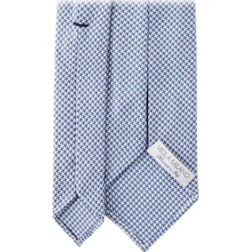 Viola Milano - Micro Cross Woven Silk Jacquard Tie - Light Blue/White - Handmade in Italy - Luxury Exclusive Collection - Avvenice^ Ties & Bow Ties