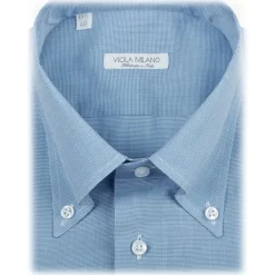 Viola Milano - Micro Pattern Voila Tela Button-Down Shirt - Light Blue - Handmade in Italy - Luxury Exclusive Collection - Avvenice^ Shirts