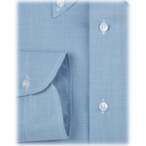 Viola Milano - Micro Pattern Voila Tela Button-Down Shirt - Light Blue - Handmade in Italy - Luxury Exclusive Collection - Avvenice^ Shirts