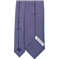 Viola Milano - Milanese Maillon Selftipped Silk Tie - Red/Sea - Handmade in Italy - Luxury Exclusive Collection - Avvenice