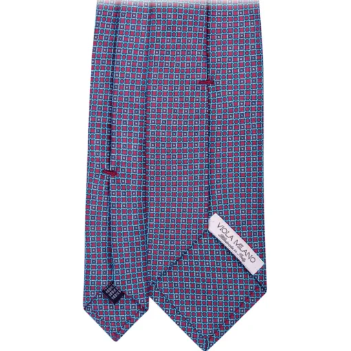 Viola Milano - Milanese Maillon Selftipped Silk Tie - Red/Sea - Handmade in Italy - Luxury Exclusive Collection - Avvenice