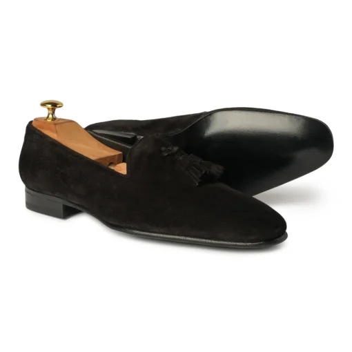 Viola Milano - Milanese Suede Loafer - Black - Handmade in Italy - Luxury Exclusive Collection - Avvenice