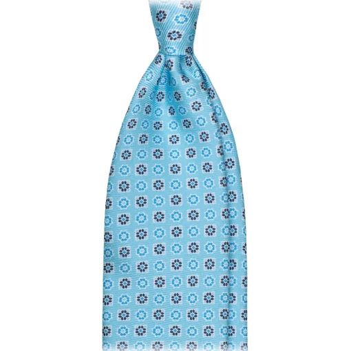 Viola Milano - Mix Floral Selftipped Silk Tie - Light Blue - Handmade in Italy - Luxury Exclusive Collection - Avvenice^ Ties & Bow Ties