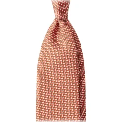 Viola Milano - Mosaic Pattern Selftipped Silk Tie - Orange - Handmade in Italy - Luxury Exclusive Collection - Avvenice^ Ties & Bow Ties