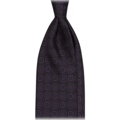 Viola Milano - Mosaic Pattern Handprinted Selftipped Silk Tie - Deep Purple - Handmade in Italy - Luxury Exclusive Collection - Avvenice^ Ties & Bow Ties