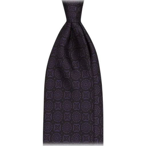 Viola Milano - Mosaic Pattern Handprinted Selftipped Silk Tie - Deep Purple - Handmade in Italy - Luxury Exclusive Collection - Avvenice^ Ties & Bow Ties