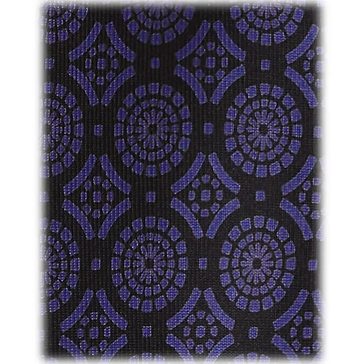 Viola Milano - Mosaic Pattern Handprinted Selftipped Silk Tie - Deep Purple - Handmade in Italy - Luxury Exclusive Collection - Avvenice^ Ties & Bow Ties