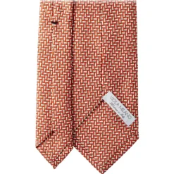 Viola Milano - Mosaic Pattern Selftipped Silk Tie - Orange - Handmade in Italy - Luxury Exclusive Collection - Avvenice^ Ties & Bow Ties