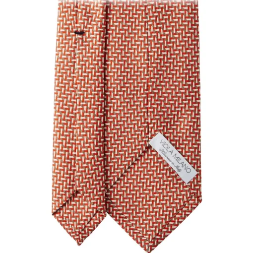 Viola Milano - Mosaic Pattern Selftipped Silk Tie - Orange - Handmade in Italy - Luxury Exclusive Collection - Avvenice^ Ties & Bow Ties