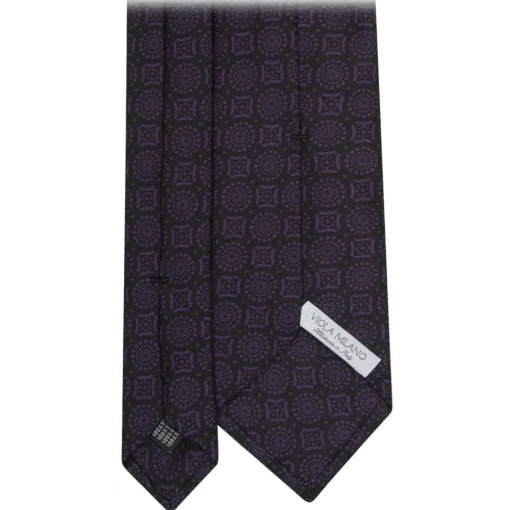 Viola Milano - Mosaic Pattern Handprinted Selftipped Silk Tie - Deep Purple - Handmade in Italy - Luxury Exclusive Collection - Avvenice^ Ties & Bow Ties