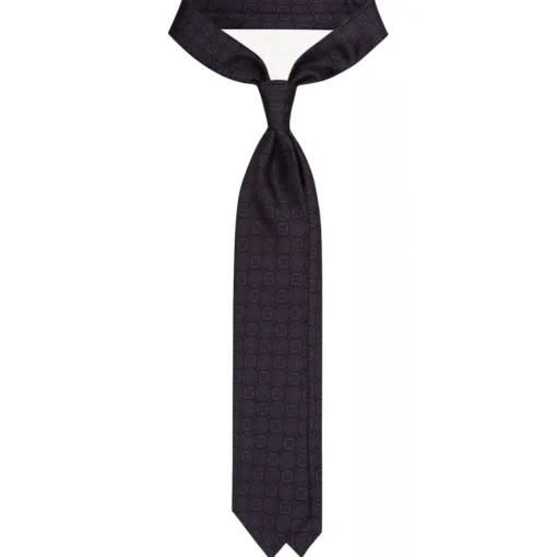 Viola Milano - Mosaic Pattern Handprinted Selftipped Silk Tie - Deep Purple - Handmade in Italy - Luxury Exclusive Collection - Avvenice^ Ties & Bow Ties