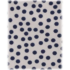 Viola Milano - Multi Dot 3-Fold Handprinted Untipped Silk Tie - White/Navy - Handmade in Italy - Luxury Exclusive Collection - Avvenice^ Ties & Bow Ties