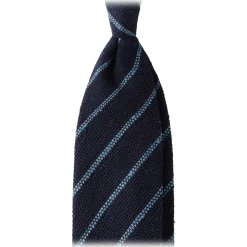 Viola Milano - Multi Stripe Woven Grenadine/Shantung Tie - Navy/Sea - Handmade in Italy - Luxury Exclusive Collection - Avvenice^ Ties & Bow Ties